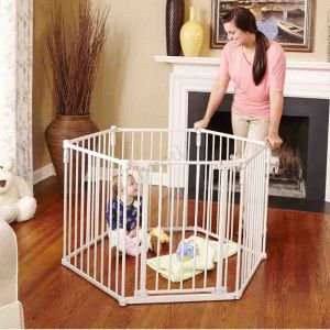 Multiscene White Foldable Baby Playpen Extendable With Automatic Lock