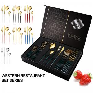 China Custom Stainless Steel Cutlery Set 24 Piece Gold Cutlery Set For Hotel Restaurant on sale