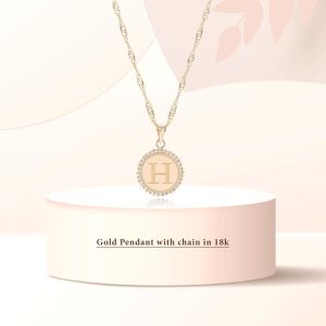 18K Gold ‘H’ Pendant Necklace
