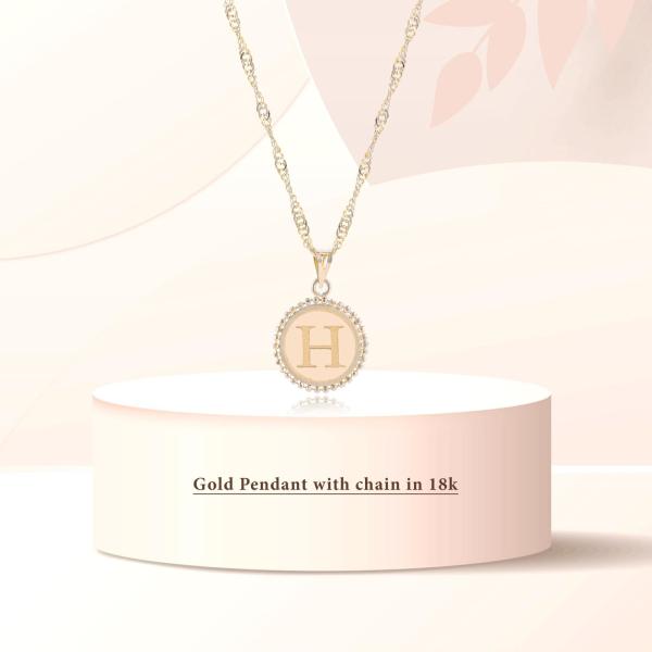 18K Gold ‘H’ Pendant Necklace