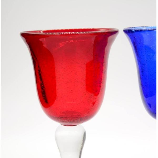 Handblown Solid Color Mexican Bubbles Goblet Crystal Wine Glass