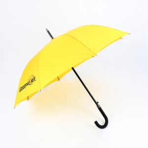 Auto Open Curved Handle Umbrella Black Metal Pole 190T Ployester And Pongee