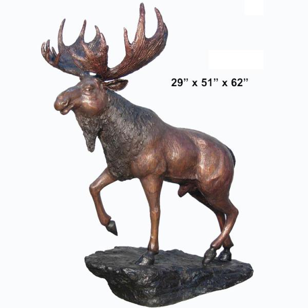 Outdoor Bronze Sculpture Life-size Moose Yard Statue Lawn Decor