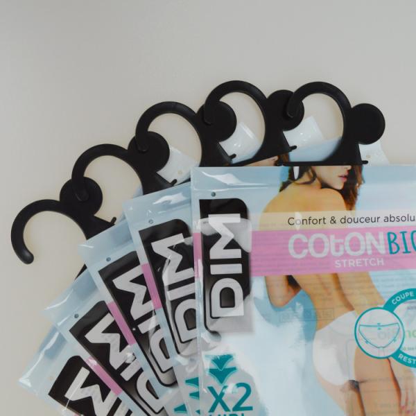 Hot Sale Custom Printing OPP plastic t-shirt bags, underwear packaging bag with hook