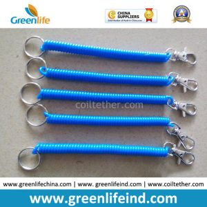 Simple Design Blue Spring String Coiled Key Chain Lanyard Holder
