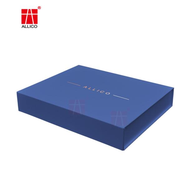 Buy Blue Flat Foldable Packaging Box 600-800gsm Gold Foil Logo at wholesale prices