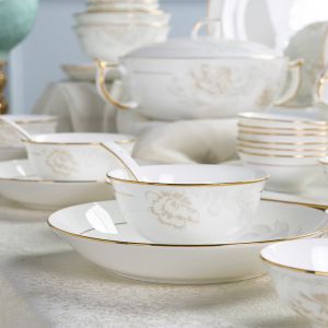 Irregular Gilt Edge Smooth Contemporary Porcelain Dinnerware For Catering Events