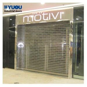 China PC Slat Polycarbonate Rolling Door 8m Width Transparent Roll Up Door With Motor on sale