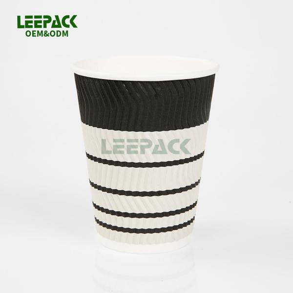 12oz disposable ripple wall paper cup for hot drink,pe COATED COFFEE PAPER CUP WITH LIDS