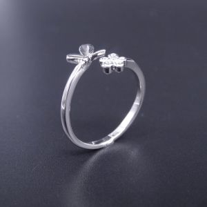 Lady Charm Silver Pearl Ring Real 925 Simulation Flower Design