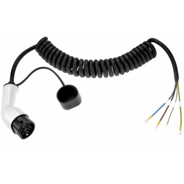Buy IEC 62196-2 Type 2 Tethered Cable Coiled EV Charging Cable 22KW 32A 480V at wholesale prices