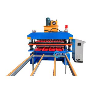 China Double Layer Metal Roof Sheet Two Profile In One Roll Forming Machine 5.5 Kw  Power on sale