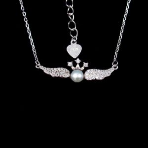 Korean Style Silver Pearl Necklace Freshwater Pearl With Round Heart Shape