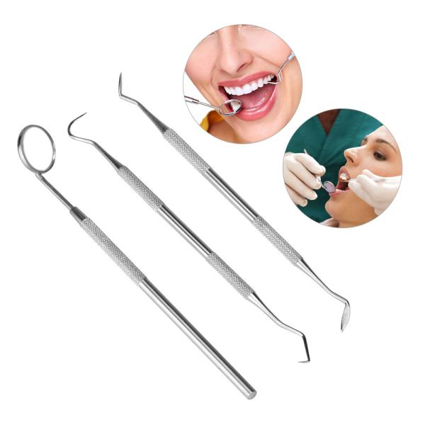 Buy 3pcs / Kit Dentist Mirror Tool Explorer Kit Stainless Steel Material at wholesale prices