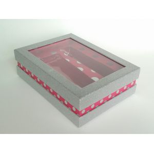Fashion Glitter Rigid Gift Boxes With Plastic Tray, Customized Coated Paper