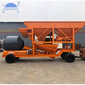 Drum Mixer YHZM25m3 Portable Concrete Batching Plant Double Tyres