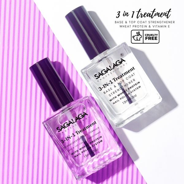 Buy SAGALAGA 3 in 1 Nail Base & Top Coat & Hardener Strengthener Treatment for Cracked and Damaged Nails Care at wholesale prices