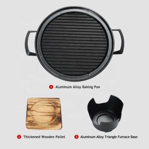 Tabletop Alcohol Stove Yakiniku Yakitori Aluminum Non Stick Smokeless Mini