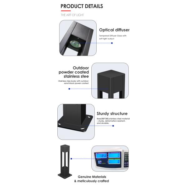 Aluminum IP65 LED Lawn Lamp Bollard Light for Yard Pathway Bridgelux LED 3000K 10w With CE ROHS Certification