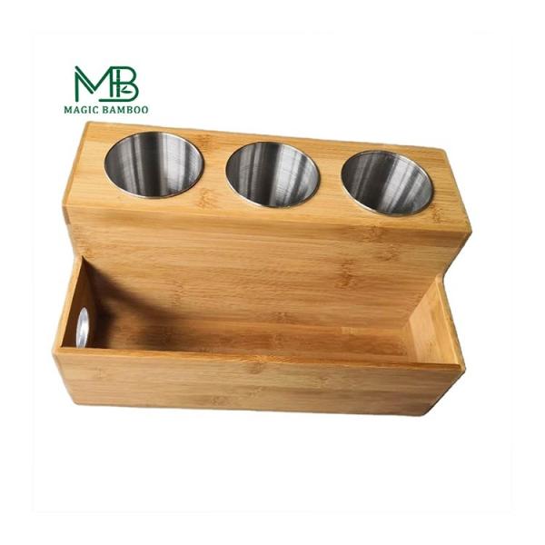 Rectangle Countertop Bamboo Hair Appliance Organizer Hair Dryer Straightener