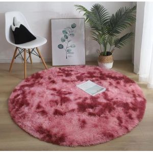 Round Silk Woollen Mixed Knitting Carpet Bedroom, Living Room Carpets