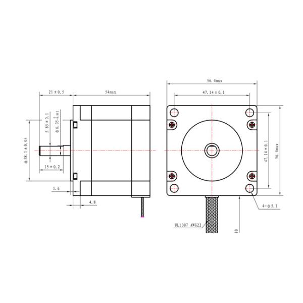 1.8 Degree 4 Phase 0.9N.m 1.0A DC NEMA 23 Hybrid Stepper Motor For CNC Robot