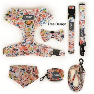Neoprene Dog Harness And Leash Set Personalized Designer Custom Pattern No Pull