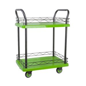 Double Handrail Guardrails 2 Tier Rolling Cart Silent With wear resistant casters