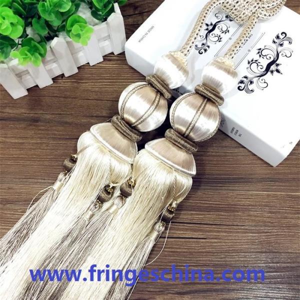 Buy Fashion custom long tassel fringe trimming for curtain attractive tieback hanging ball at wholesale prices