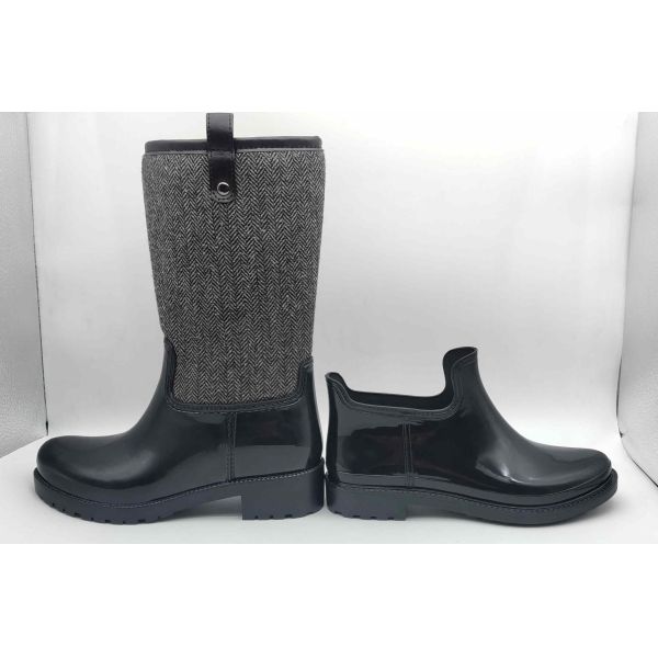 Women's PVC Slip On Rain Boots Double Upper Boots Matt Finish Chelsea Wellington Styles