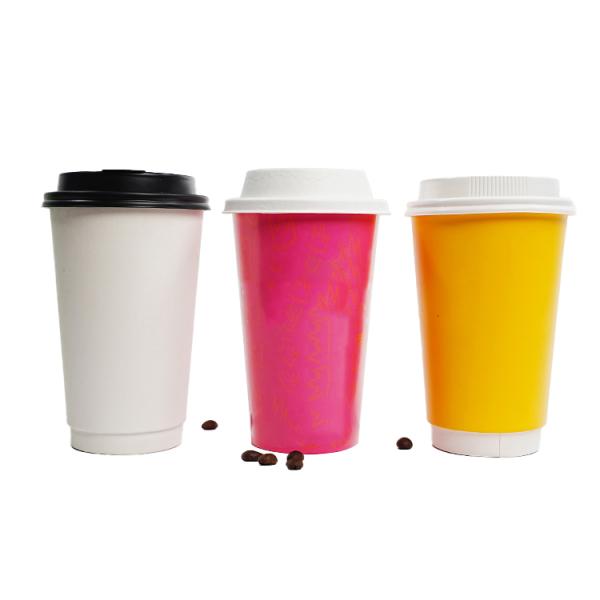Factory customized coffee paper cup, disposable double wall hot drink milk tea paper cup with lid