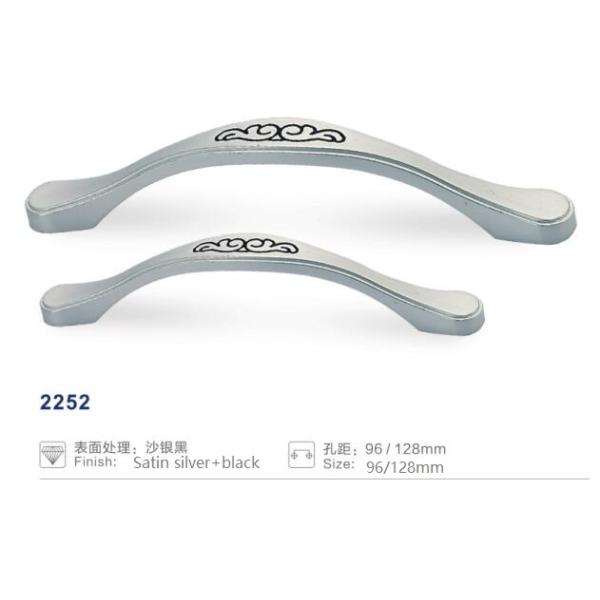 Zinc Alloy Furniture Door And Cabinet Handles with Satin Silver + Black Finish