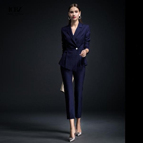 2021 Autumn Formal Occasions V-neck Business Suits for Women Slim Professional Set