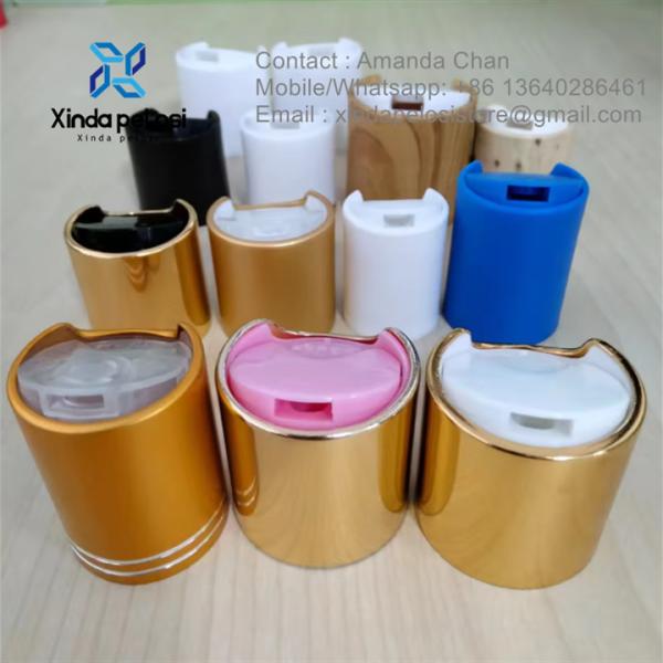 Buy Plastic Bottle Cap PP Aluminum Custom Color Press Disc Top Cap Lid For Lotion Soap Shampoo Bottle at wholesale prices