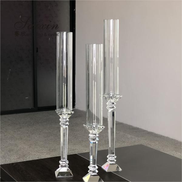 Hot ! 3 piece set tall crystal Hurricane candle holder for wedding table decoration