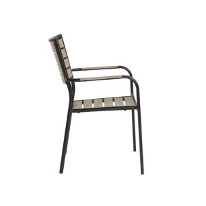Patio Restaurant Aluminum And Poly Wood Outdoor Black Dining Chairs With Arm