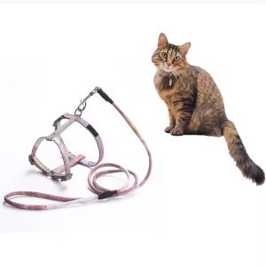 Dog Collar Harness And Leash Set Reflective Adjustable Cat Harness And Leash Set