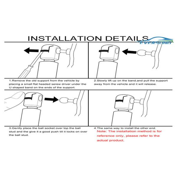 Black Front Hydraulic Hood Struts 695mm Toyota Camry Hydraulic Hood Lift