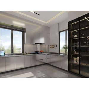 Fadior U-Shaped Original Stainless Steel Color Kitchen Cabinet With Wine Storage