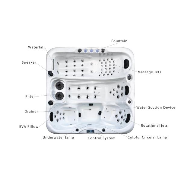 Luxury Garden 4 People Massage Hot Tub Spa For Adult Acrylic Bathtub With Bluetooth Cool Spa Hot Tub For Outdoor