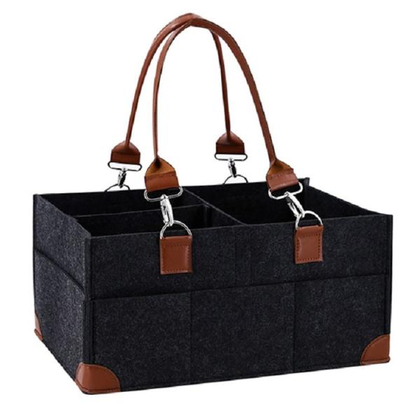 Buy 450G Washable Felt Diaper Caddy Organizer With PU Handle at wholesale prices