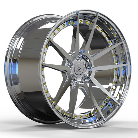 Forged 2Piece Deep Stepped Wheels 5x112 5x120 20inch Polished Lips Spokes Gold