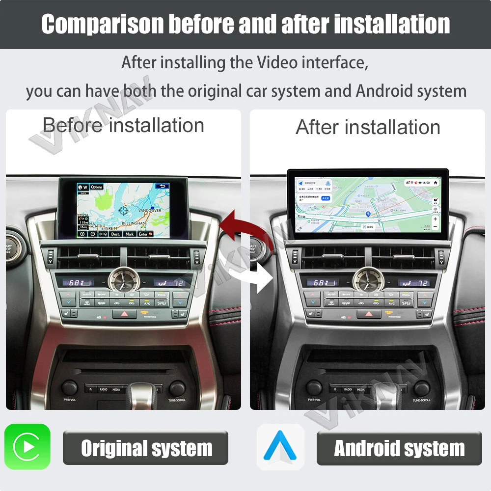 Viknav Car Radio For LEXUS NX NX200 NX200T (2015 2016) 12.3 inch Touch Screen Carplay Car GPS Navigation Multimedia