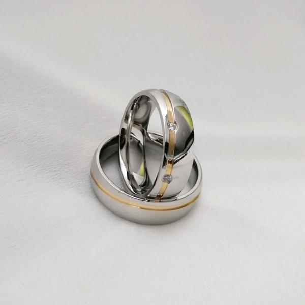 Couples Cubic Zirconia Stainless Steel Rings 6mm Silver Gold Knurling Diamond Patterns
