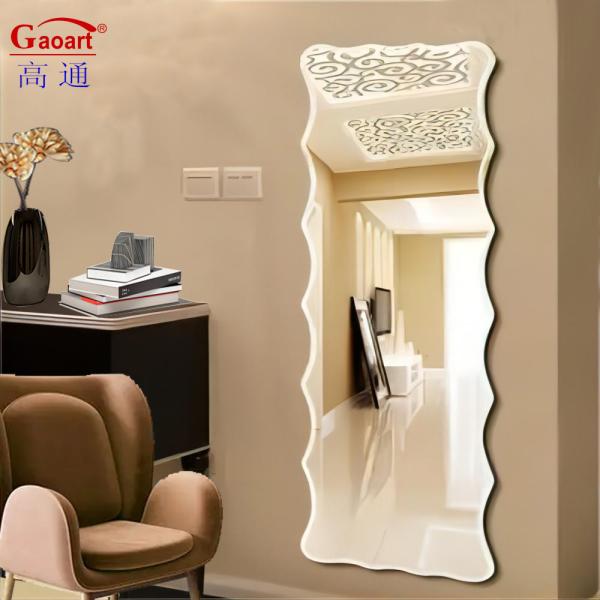 Contemporary Metal Home Decor Full Length Floor Mirror with Beveled Glass and Light