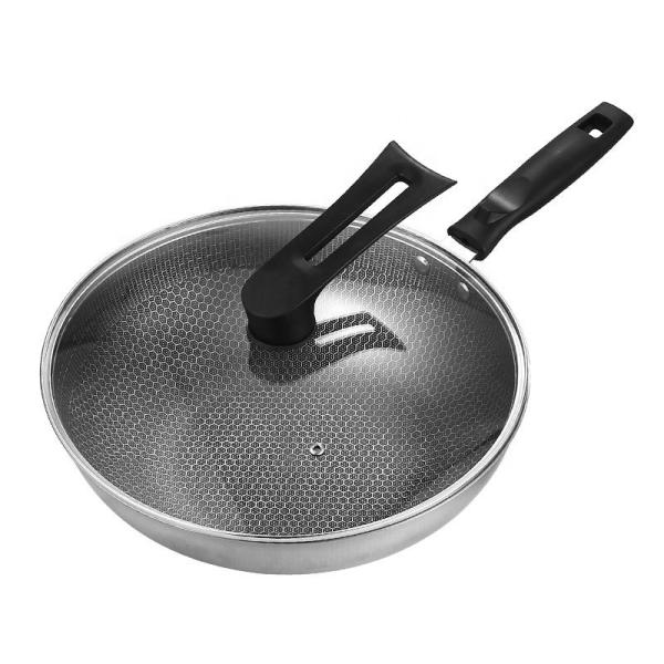Buy Factory Direct Sale Kitchenware 410 Stainless Steel Cooking Pan Round Fry Pan Nonstick Frying Pan at wholesale prices