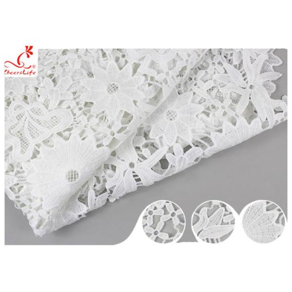 Ukraine Allover Water Soluble Lace Fabric With Hollow Flower Lace Via SGS