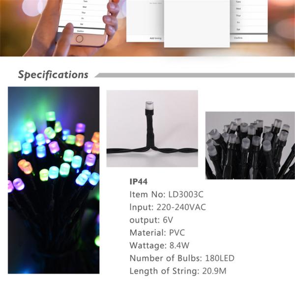 Intelligent Tuya Wi-Fi RGB Color Lighitng Decoration Wedding Lights Outdoor LED Light String