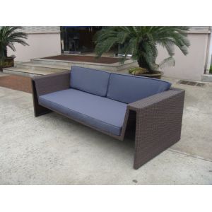 Double Seat Cane Lover Sofa , Washable Synthetic Rattan Couch