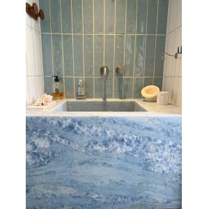 Luxury Blue Crystal Marble Washbasin | Sapphire Blue Vanity for Premium